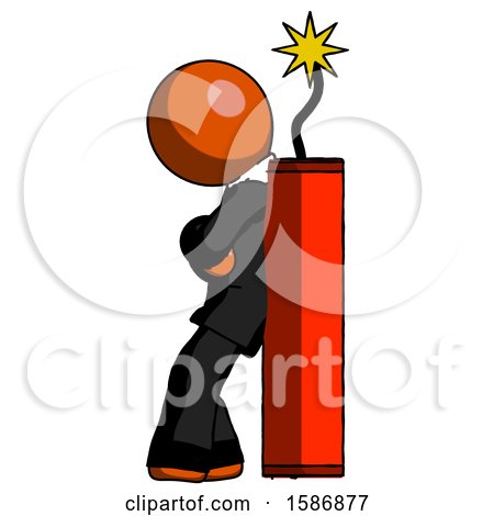 Orange Clergy Man Leaning Against Dynimate, Large Stick Ready to Blow by Leo Blanchette
