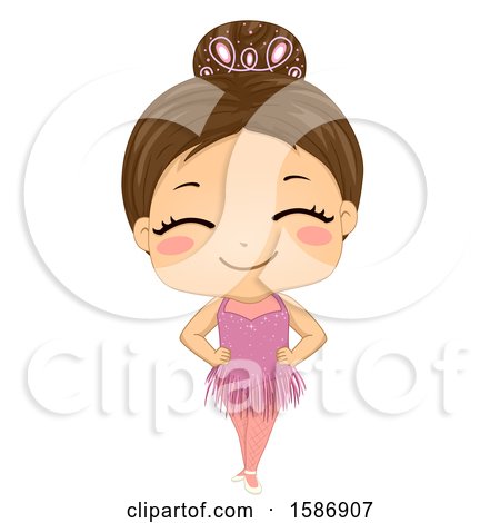 Clipart of a Brunette White Girl Wearing a Ballroom Dancing Costume - Royalty Free Vector Illustration by BNP Design Studio