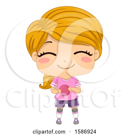 Clipart of a Red Haired White Girl Playing European Handball - Royalty Free Vector Illustration by BNP Design Studio