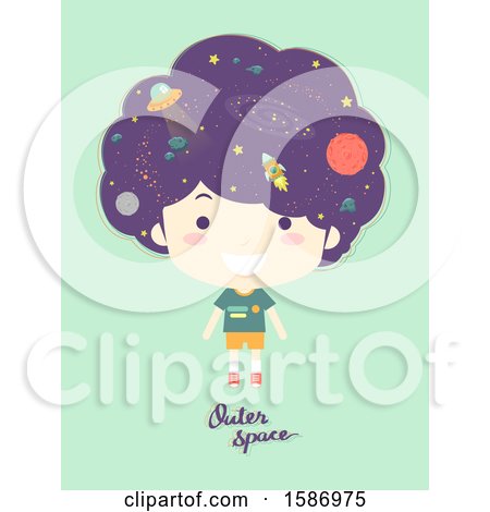 Clipart of a Boy with Outer Space on His Head - Royalty Free Vector Illustration by BNP Design Studio
