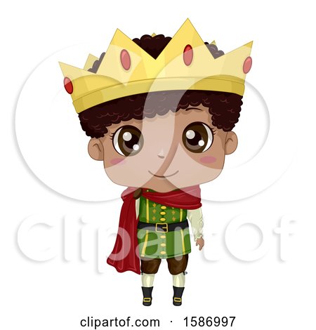 Clipart of a Black Boy Prince - Royalty Free Vector Illustration by BNP Design Studio
