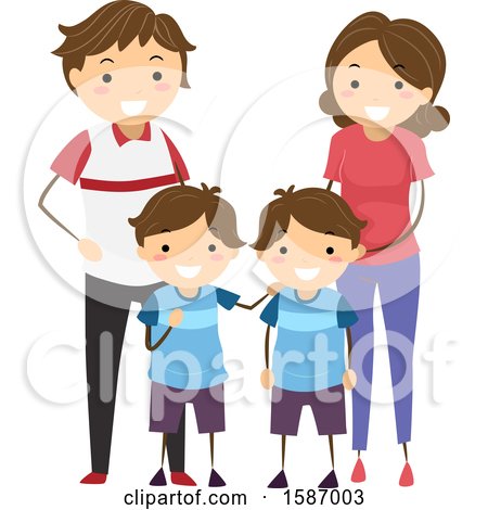 Clipart of Parents and Their Twin Boys - Royalty Free Vector Illustration by BNP Design Studio