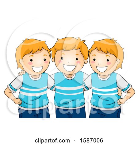 Clipart of a Group of Matching Triplet Boys - Royalty Free Vector Illustration by BNP Design Studio