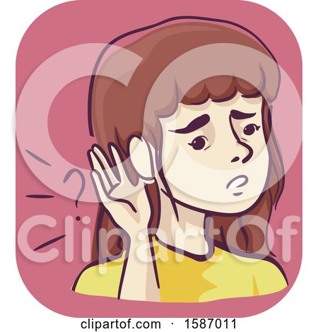 Clipart of a Girl Who Cannot Hear Properly - Royalty Free Vector Illustration by BNP Design Studio