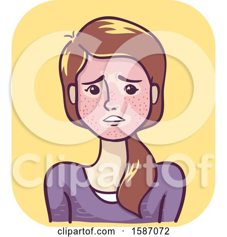 Clipart of a Woman Blushing - Royalty Free Vector Illustration by BNP Design Studio