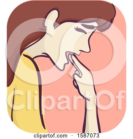Clipart of a Woman Sticking Fingers down the Throat to Force Vomiting - Royalty Free Vector Illustration by BNP Design Studio