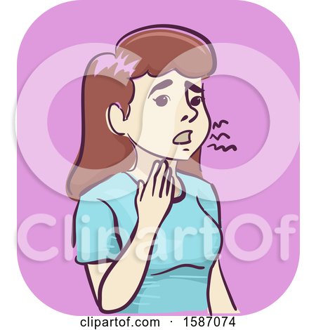 Clipart of a Woman Holding and Massaging Her Throat - Royalty Free Vector Illustration by BNP Design Studio
