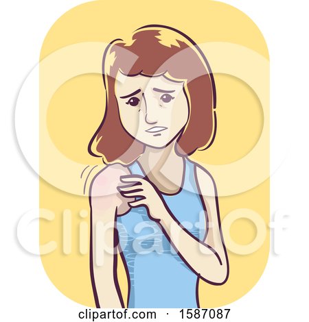 Clipart of a Woman with Twitching Shoulder Muscles - Royalty Free Vector Illustration by BNP Design Studio