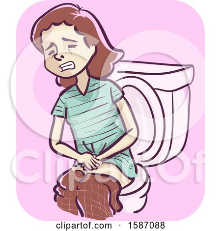 Clipart of a Woman with Painful Urination - Royalty Free Vector Illustration by BNP Design Studio