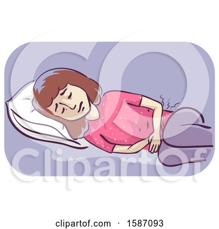 Clipart of a Woman with Menstrual Cramps - Royalty Free Vector Illustration by BNP Design Studio