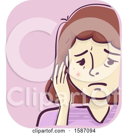 Clipart of a Woman with Red Veiny Spot on Her Face - Royalty Free Vector Illustration by BNP Design Studio