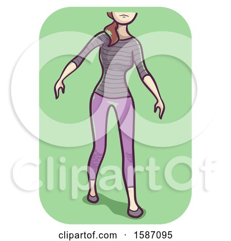 Clipart of a Woman Walking with Unsteady Gait - Royalty Free Vector Illustration by BNP Design Studio