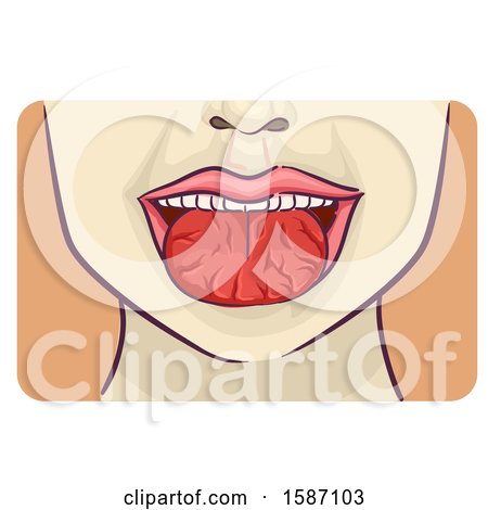 Clipart of a Man or Woman with Cracks on Tongue - Royalty Free Vector Illustration by BNP Design Studio