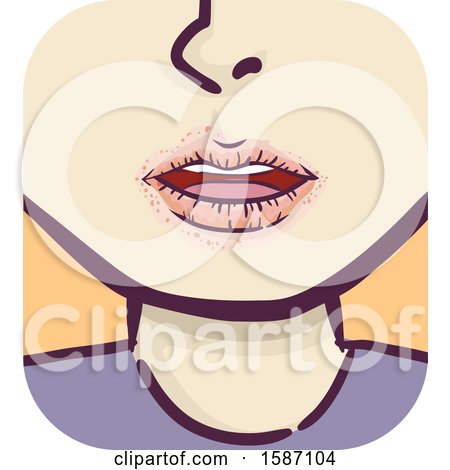 Clipart of a Girl with Dry Lips and Mouth - Royalty Free Vector Illustration by BNP Design Studio