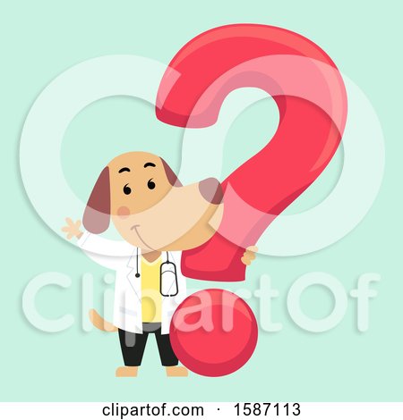 Clipart of a Veterinarian Dog with a Question Mark - Royalty Free Vector Illustration by BNP Design Studio