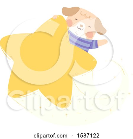 Clipart of a Dog Riding on a Star - Royalty Free Vector Illustration by BNP Design Studio