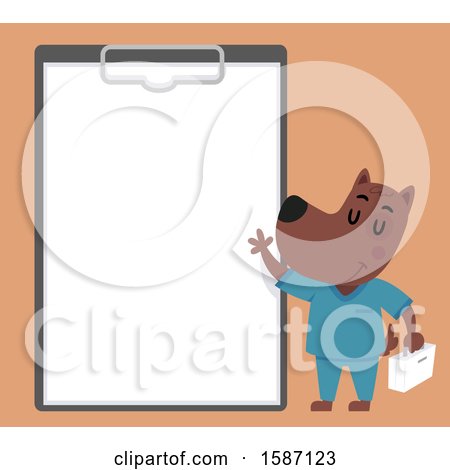 Clipart of a Veterinarian Dog Presenting a Giant Clipboard - Royalty Free Vector Illustration by BNP Design Studio