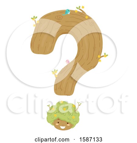 Clipart of a Girl Tree As Part of a Question Mark - Royalty Free Vector Illustration by BNP Design Studio