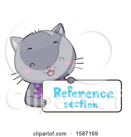 Clipart of a Cat Holding a Reference Section Sign - Royalty Free Vector Illustration by BNP Design Studio