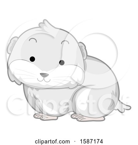 Clipart of a Cute White Arctic Lemming - Royalty Free Vector Illustration by BNP Design Studio