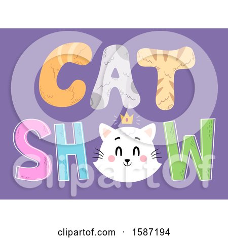 Clipart of a Crowned Feline Face in Cat Show Text - Royalty Free Vector Illustration by BNP Design Studio