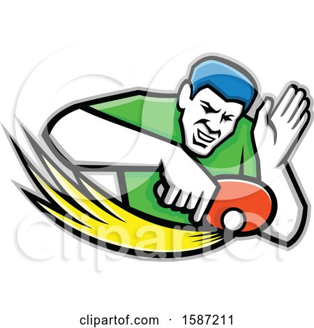 Clipart of a Male Table Tennis Player Hitting a Ball - Royalty Free Vector Illustration by patrimonio