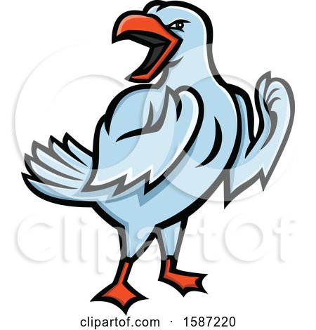 Clipart of a Tough and Angry Yellow Legged Seagull - Royalty Free Vector Illustration by patrimonio