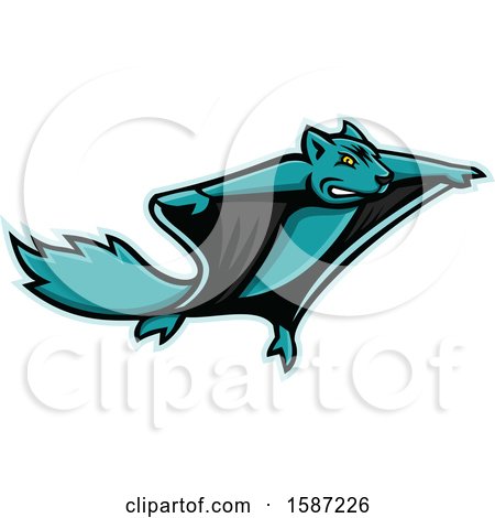 Clipart of a Tough Flying Squirrel Mascot - Royalty Free Vector Illustration by patrimonio