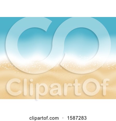 Clipart of a Background of Ocean Waves and White Sand - Royalty Free Vector Illustration by KJ Pargeter