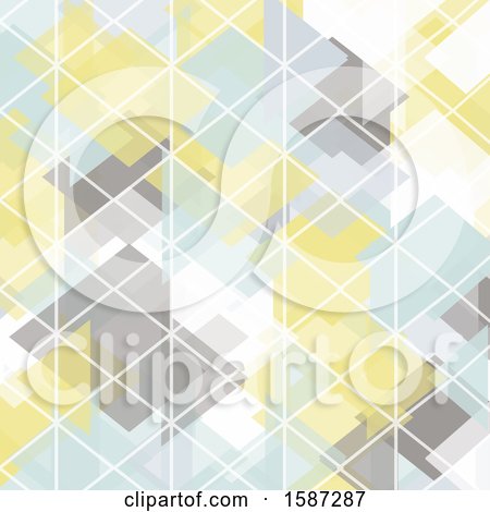 Clipart of a Gray Blue and Yellow Geometric Background - Royalty Free Vector Illustration by KJ Pargeter