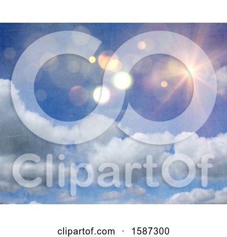 Clipart of a Distressed Textured Sunny Sky Background - Royalty Free Illustration by KJ Pargeter