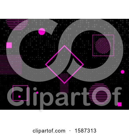 Clipart of a Geometric Pink and Black Background - Royalty Free Vector Illustration by KJ Pargeter