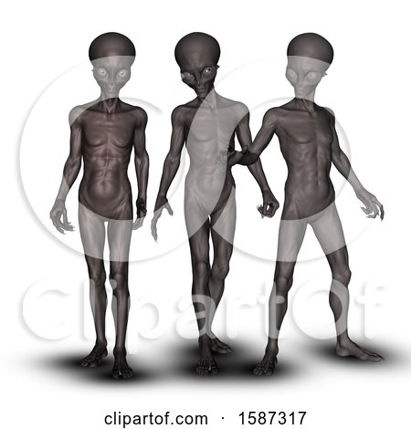 Clipart of a Group of 3d Aliens - Royalty Free Illustration by KJ Pargeter