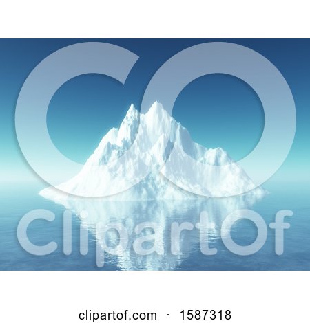 Clipart of a 3d Floating Iceberg - Royalty Free Illustration by KJ Pargeter