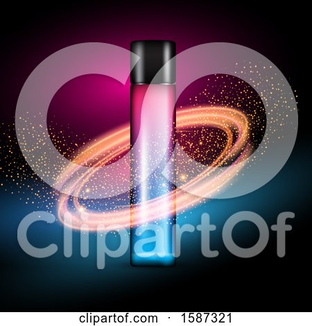 Clipart of a 3d Perfume Bottle with Lights - Royalty Free Vector Illustration by KJ Pargeter