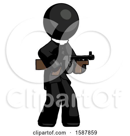 Black Clergy Man Tommy Gun Gangster Shooting Pose by Leo Blanchette