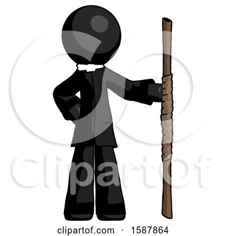 Black Clergy Man Holding Staff or Bo Staff by Leo Blanchette