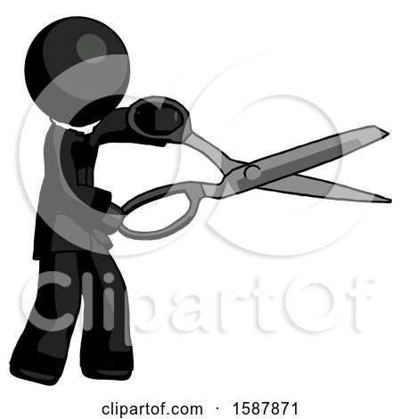 Black Clergy Man Holding Giant Scissors Cutting out Something by Leo Blanchette