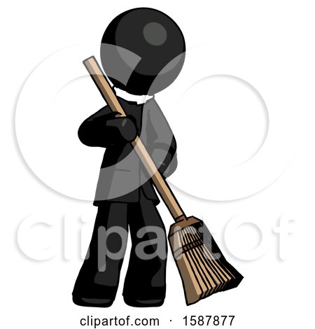 Black Clergy Man Sweeping Area with Broom by Leo Blanchette