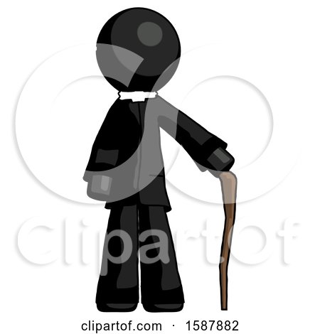 Black Clergy Man Standing with Hiking Stick by Leo Blanchette