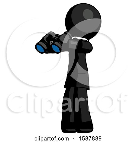 Black Clergy Man Holding Binoculars Ready to Look Left by Leo Blanchette