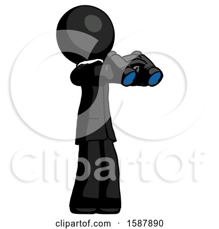 Black Clergy Man Holding Binoculars Ready to Look Right by Leo Blanchette