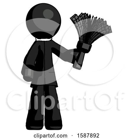 Black Clergy Man Holding Feather Duster Facing Forward by Leo Blanchette