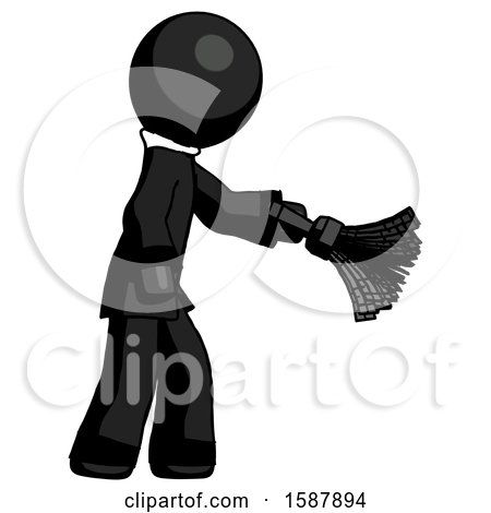 Black Clergy Man Dusting with Feather Duster Downwards by Leo Blanchette