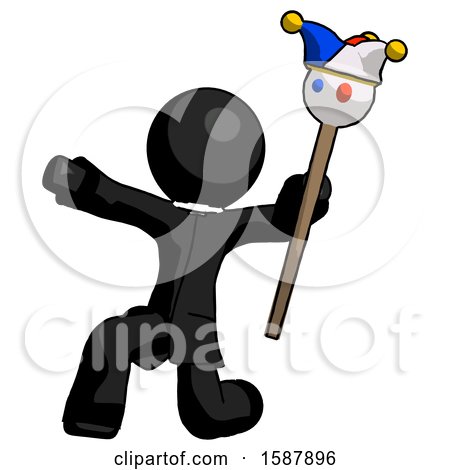 Black Clergy Man Holding Jester Staff Posing Charismatically by Leo Blanchette