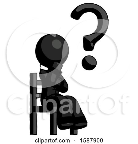 Black Clergy Man Question Mark Concept, Sitting on Chair Thinking by Leo Blanchette