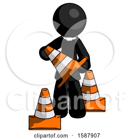 Black Clergy Man Holding a Traffic Cone by Leo Blanchette