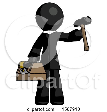 Black Clergy Man Holding Tools and Toolchest Ready to Work by Leo Blanchette