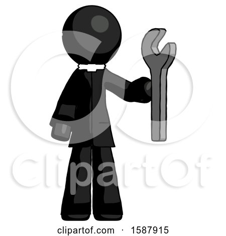Black Clergy Man Holding Wrench Ready to Repair or Work by Leo Blanchette