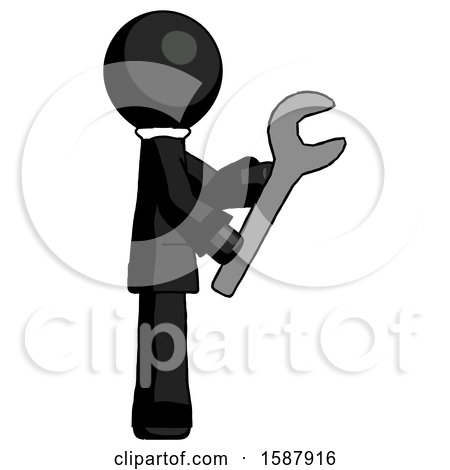 Black Clergy Man Using Wrench Adjusting Something to Right by Leo Blanchette